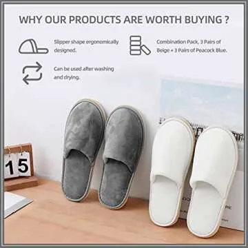GONG GONG Non Slip Disposable Slippers for Adults