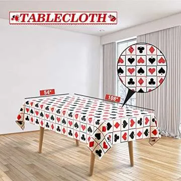 DECORLIFE Poker Party Decorations, Casino Theme Party Supplies Serves 16 Includes Tablecloth, Balloons, Banner, Hanging Swirls, Plates and Napkins, Total 146PCS