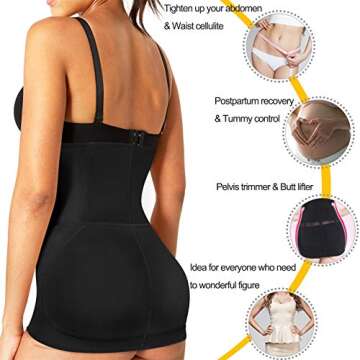 BRABIC 2 in 1 Postpartum Belly Wrap Girdle Pelvis Belt Waist Trainer Tummy Control Shapewear for Women (Black, L)