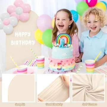 Tandefio 3 Sets Gold Metal Wedding Arch Arched Backdrop Stand and 3 Pcs Arch Cover 6ft/5ft/4ft Garden Arbor Frame Birthday Party Ceremony