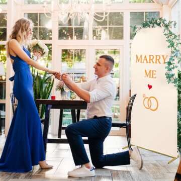 Tandefio 3 Sets Gold Metal Wedding Arch Arched Backdrop Stand and 3 Pcs Arch Cover 6ft/5ft/4ft Garden Arbor Frame Birthday Party Ceremony