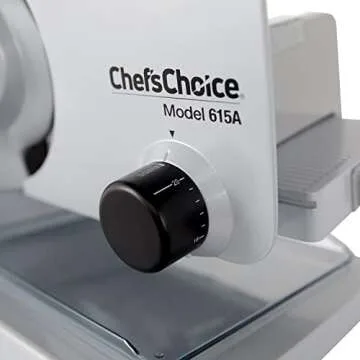 Chef’sChoice 615A Electric Meat Slicer For Home Use With Precision Thickness Control, Tilted Food Carriage and 7-Inch Removable Blade, 100 W, Silver