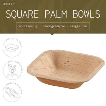 Brheez Eco-Friendly Bamboo Bowls - 25 Disposable Party Bowls