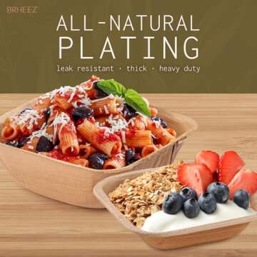 Brheez Eco-Friendly Bamboo Palm Leaf Bowls for Parties