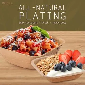 Brheez Eco-Friendly Bamboo Palm Leaf Bowls for Parties