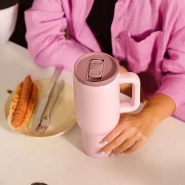 BOTTLE BOTTLE 40 oz Tumbler with Handle and Straw,Stainless Steel Vacuum Travel Mug,Car Cup with Str...