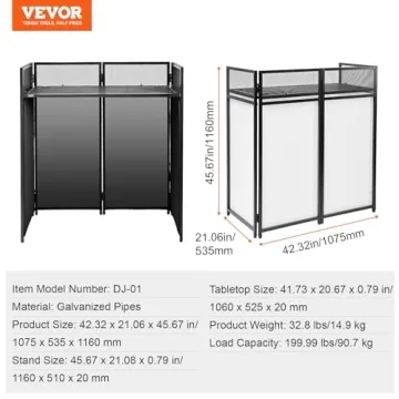 VEVOR Portable DJ Booth with Scrims & Carrying Bag