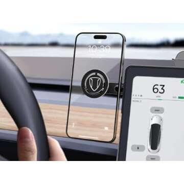Topfit for Tesla Model 3 Y Monitor Magnetic Phone Mount and Sunglasses case Fixed Clip Safety Car Ce...