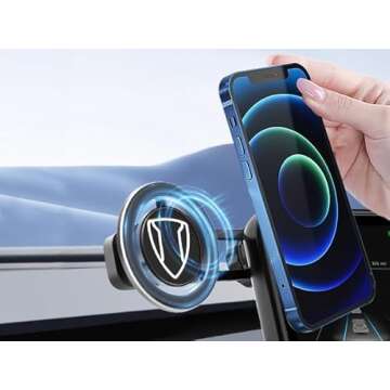 Topfit for Tesla Model 3 Y Monitor Magnetic Phone Mount and Sunglasses case Fixed Clip Safety Car Cell Phone Holder Stand for Tesla Accessories