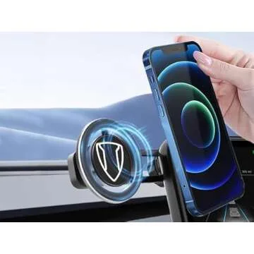 Topfit for Tesla Model 3 Y Monitor Magnetic Phone Mount and Sunglasses case Fixed Clip Safety Car Cell Phone Holder Stand for Tesla Accessories