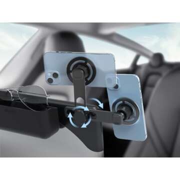 Topfit for Tesla Model 3 Y Monitor Magnetic Phone Mount and Sunglasses case Fixed Clip Safety Car Cell Phone Holder Stand for Tesla Accessories