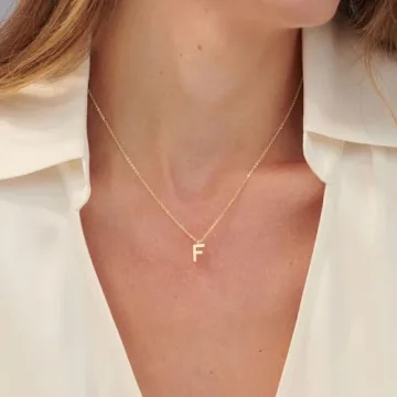 Gold Initial Necklace for Women 14k Gold Plated Charm