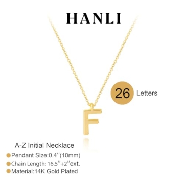Gold Initial Necklace for Women 14k Gold Plated Charm