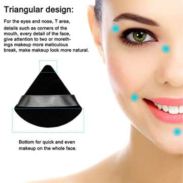 12 Pieces Cosmetic Powder Puff,2.76 inch Portable Soft Sponge Setting Face Puffs,Triangle Velvet Pow...