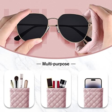 Soft PU Leather Sunglass Pouch Organizer 2 Pack