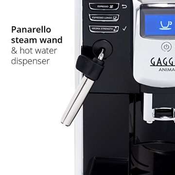 Gaggia Anima Coffee and Espresso Machine, Includes Steam Wand for Manual Frothing for Lattes and Cappuccinos with Programmable Options,Black