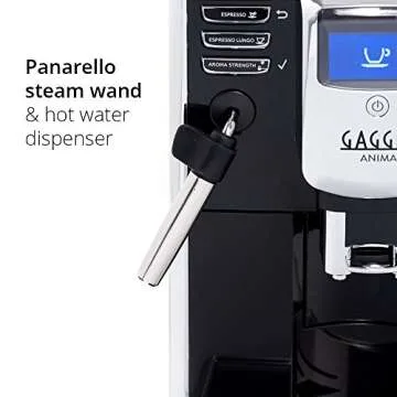 Gaggia Anima Coffee and Espresso Machine, Includes Steam Wand for Manual Frothing for Lattes and Cappuccinos with Programmable Options,Black