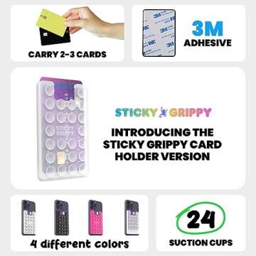 StickyGrippy Suction Phone Card Holder Mount, Phone Wallet, Silicon Adhesive Phone Accessory for iPh...