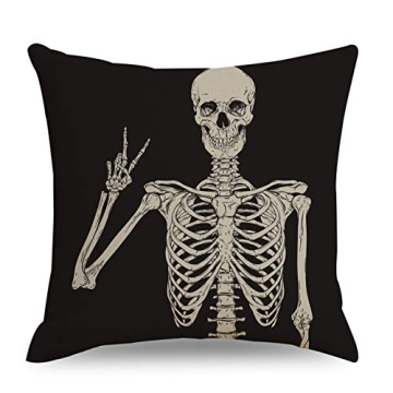 Funny Skull Decorative Throw Pillow Cover for Halloween