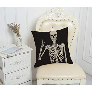 Funny Skull Decorative Throw Pillow Cover for Halloween
