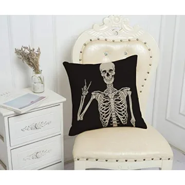 Funny Skull Decorative Throw Pillow Cover for Halloween