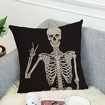 Funny Skull Decorative Throw Pillow Cover for Halloween