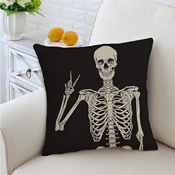 Funny Skull Decorative Throw Pillow Cover for Halloween