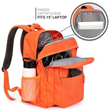 ZORFIN 26L Backpack - School, College, Travel - Tangerine