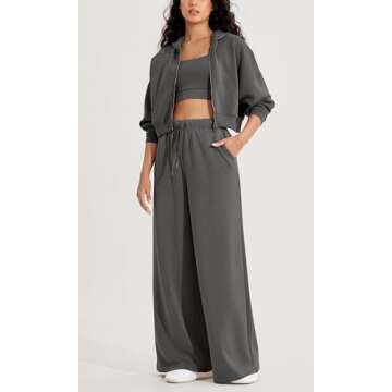 ODODOS Women's Modal Soft Extra Wide Leg Pants with Pockets Drawstring High Waist Pull-On Casual Pants