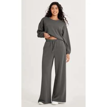 ODODOS Women's Modal Soft Extra Wide Leg Pants with Pockets Drawstring High Waist Pull-On Casual Pants