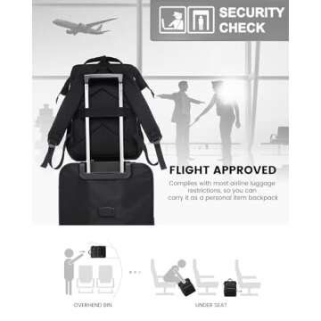 LOVEVOOK Laptop Backpack for Women, Travel with Compartment, Water Resistant Teacher Nurse Backpack, Anti-theft Back Pack Charger Work Doctor, 15.6-Inch, Black