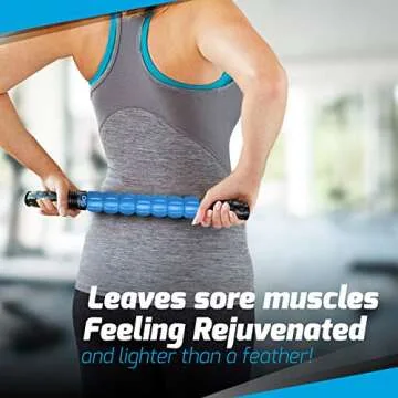Physix Gear Roller Stick - Muscle Roller Massage Stick for Legs, The Stick Massage Roller for Deep Tissue Massaging Stick for Athletes, Physical Therapy Muscle Roller, Recovery Stick Roller, Blue