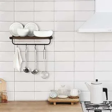 Mkono Mug Holder Wall Mounted Coffee Mug Rack Set of 2 Rustic Floating Shelf for Coffee Bar Accessories Wood Tea Cup Hooks Hanger for Organizing Cooking Utensils, Home Kitchen Decor, Brown