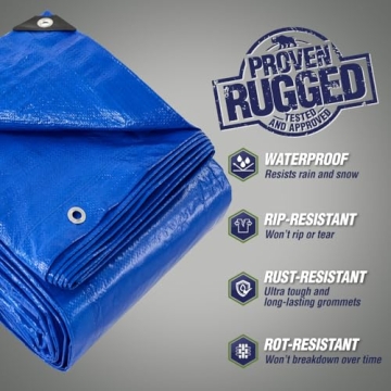 Heavy Duty 100% Waterproof Tarp - 6x8 Blue