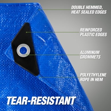 Heavy Duty 100% Waterproof Tarp - 6x8 Blue