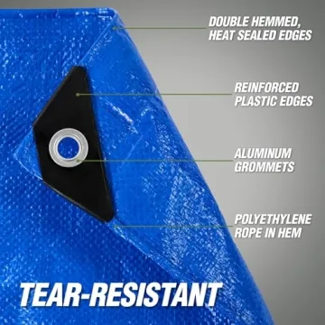 Heavy Duty 100% Waterproof Tarp - 6x8 Blue
