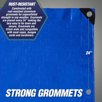 Heavy Duty 100% Waterproof Tarp - 6x8 Blue