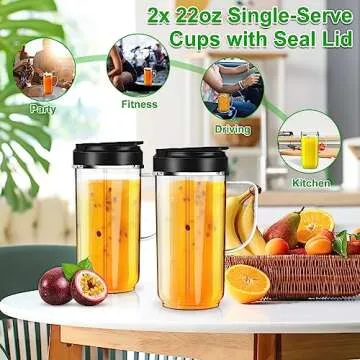 2 Pack Magic Bullet Blender Cups Tall 22oz Cup with Flip Top To-Go Lid Replacement Part Cup Mug with Handle Compatible with 250w MB1001 Magic Bullet Mugs & Cups Blender Milk Juicer Mixer Accessories