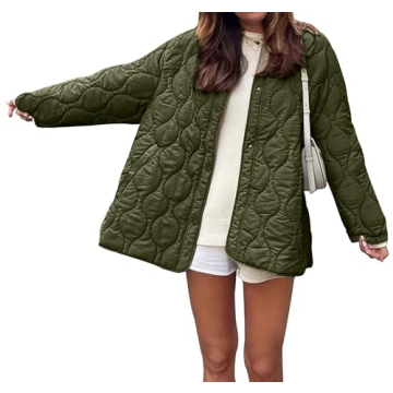 PRETTYGARDEN Women's Fall Clothes Trendy Casual Lightweight Jackets Oversized Winter Coat Outerwear with Pockets (Army Green,Small)
