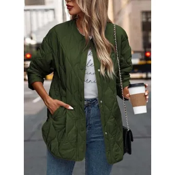 PRETTYGARDEN Women's Fall Clothes Trendy Casual Lightweight Jackets Oversized Winter Coat Outerwear with Pockets (Army Green,Small)
