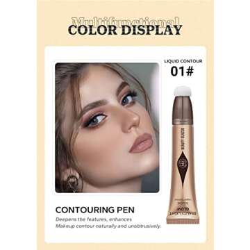 3PCS Liquid Contour Beauty Wand, Highlighter and Bronzer Stick with Cushion Applicator Attached Easy to Blend, Lightweight Silky Cream Contour Face Illuminator Makeup Stick (Contour+Highlighter+Blush)