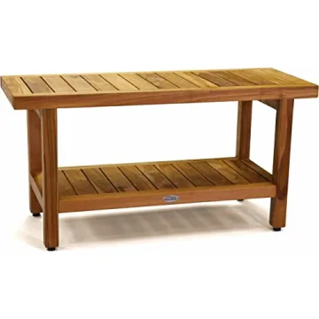 AquaTeak The Original 36" Spa Teak Shower Bench with Shelf