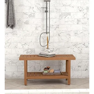 AquaTeak The Original 36" Spa Teak Shower Bench with Shelf