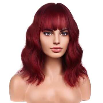 Stylish BERON Red Wig with Bangs for Women - 14 Inches