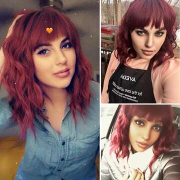 Stylish BERON Red Wig with Bangs for Women - 14 Inches