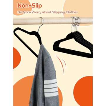 HOUSE DAY Kids Velvet Hangers 50 Pack, Durable Big Kids Hangers 14 Inch Hangers for Youth, Non Slip Kids Felt Hangers, Cute Childrens Hangers for Closet, Kids Black Hangers