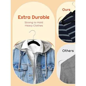 HOUSE DAY Kids Velvet Hangers 50 Pack, Durable Big Kids Hangers 14 Inch Hangers for Youth, Non Slip Kids Felt Hangers, Cute Childrens Hangers for Closet, Kids Black Hangers