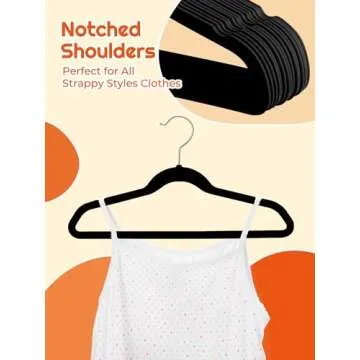 HOUSE DAY Kids Velvet Hangers 50 Pack, Durable Big Kids Hangers 14 Inch Hangers for Youth, Non Slip Kids Felt Hangers, Cute Childrens Hangers for Closet, Kids Black Hangers