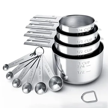 TILUCK Stainless Steel Measuring Cups & Spoons Set, Premium Kitchen Gadgets for Cooking & Baking