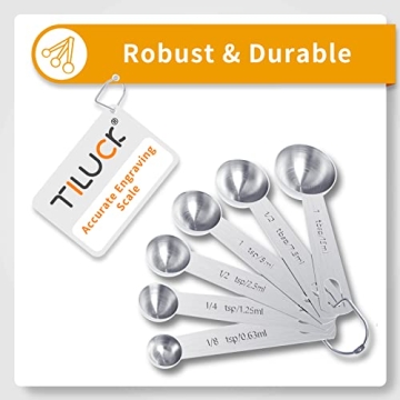 TILUCK Stainless Steel Measuring Cups & Spoons Set for Cooking